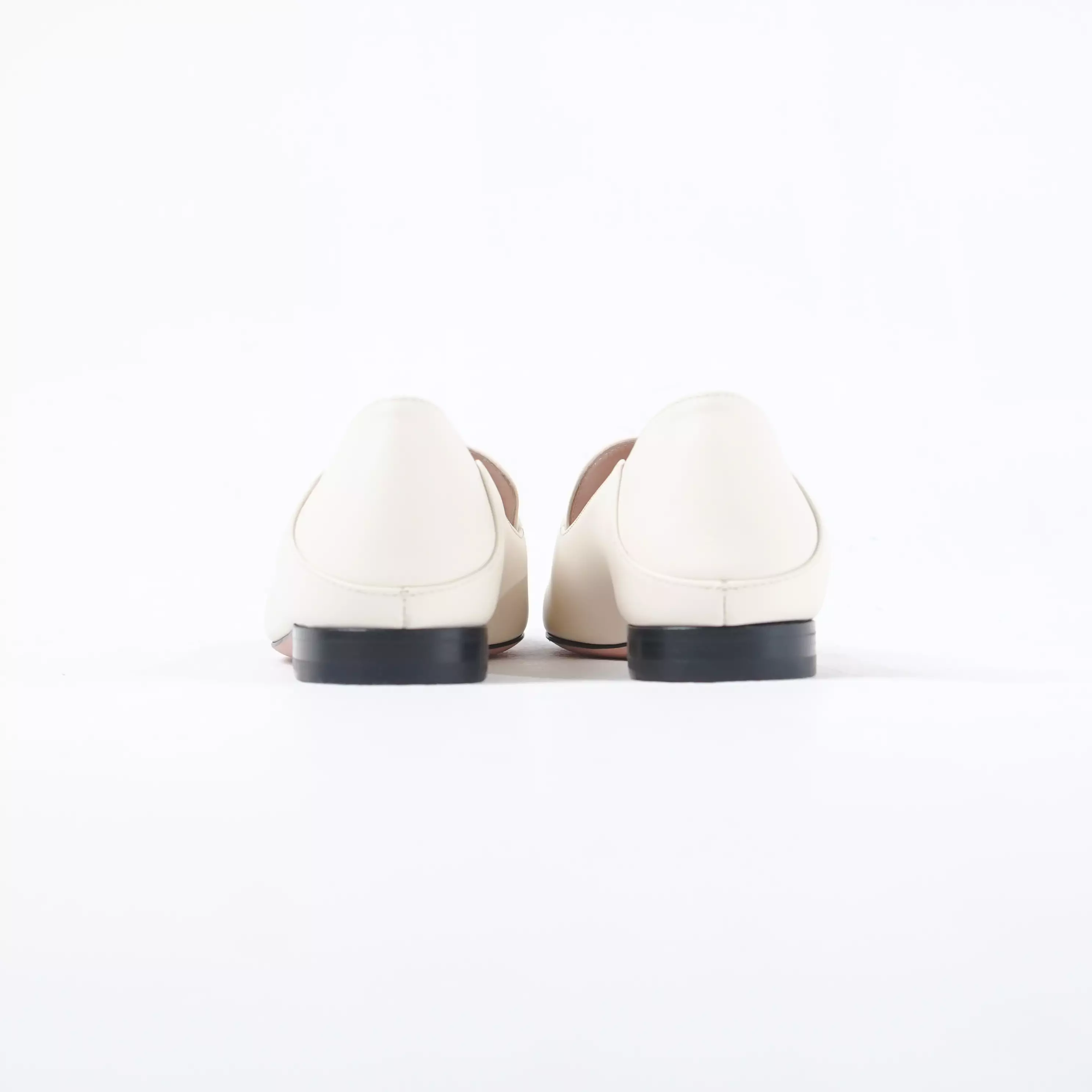 Sepatu BALLY ELLAH BB GOLD IVORY WHITE CALF SKIN FLAT SHOES 100% ORIGINAL