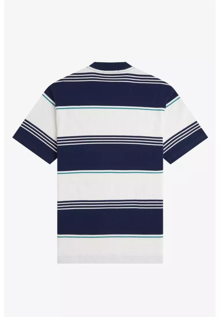Fred Perry M2410 Heavyweight Striped T-Shirt (Tennis Blue)