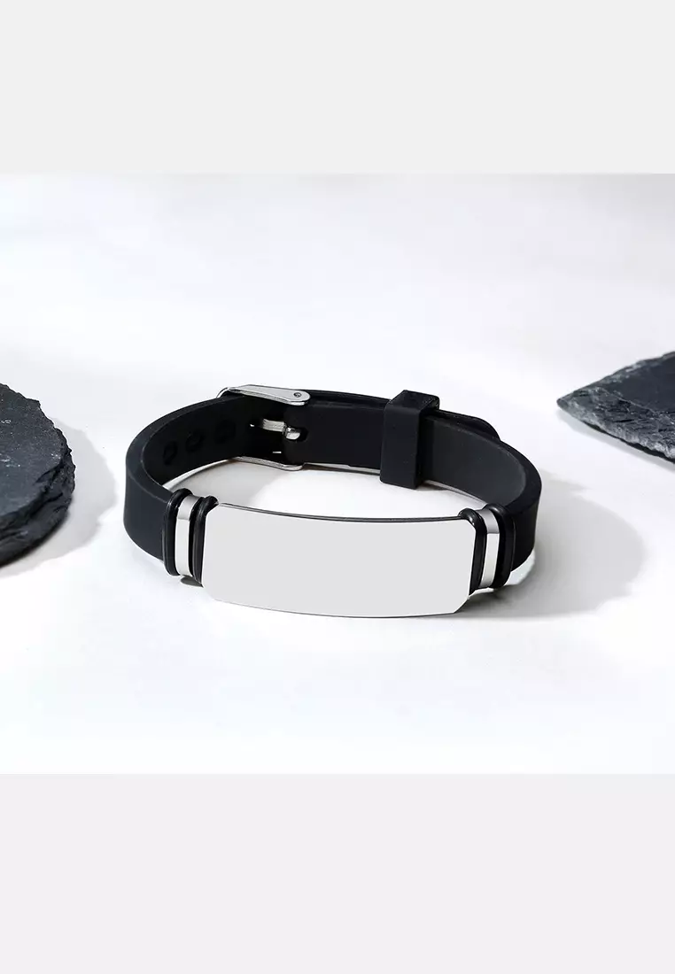 Titanium Steel Curved Plate Silicone Bracelet JW QX-109