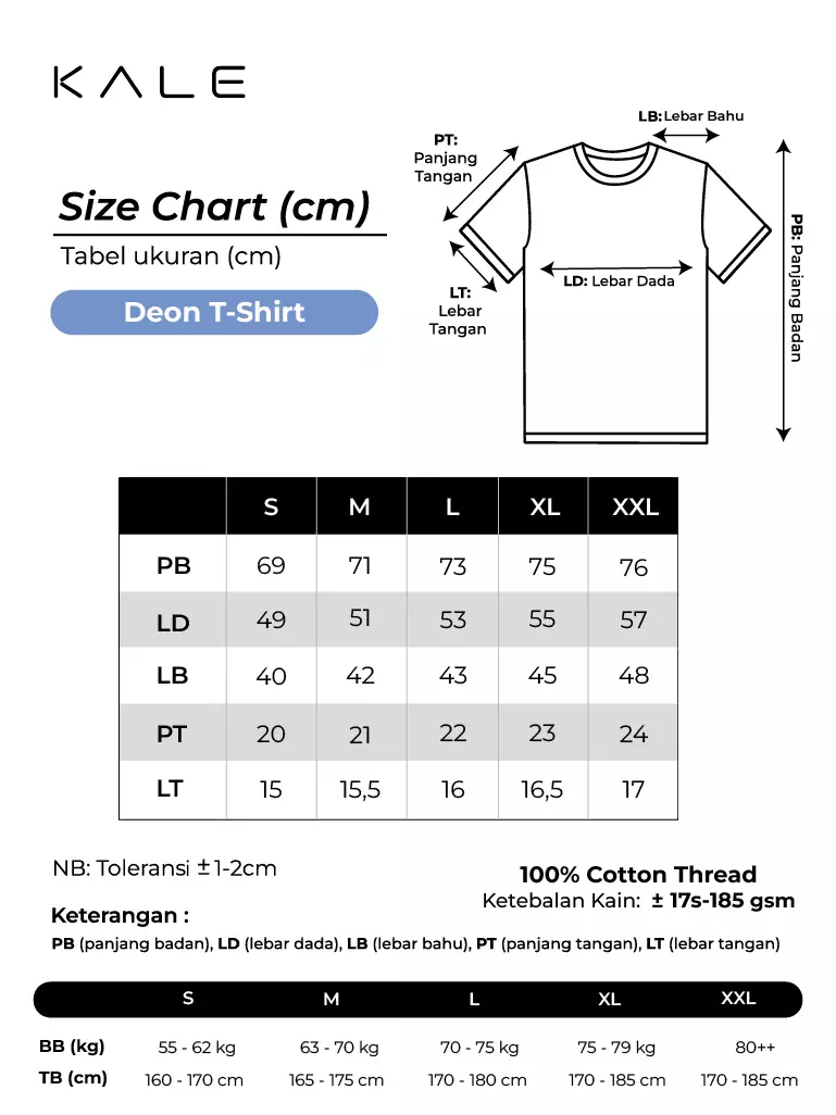 Kale Deon White / Kaos lengan pendek pria premium cotton