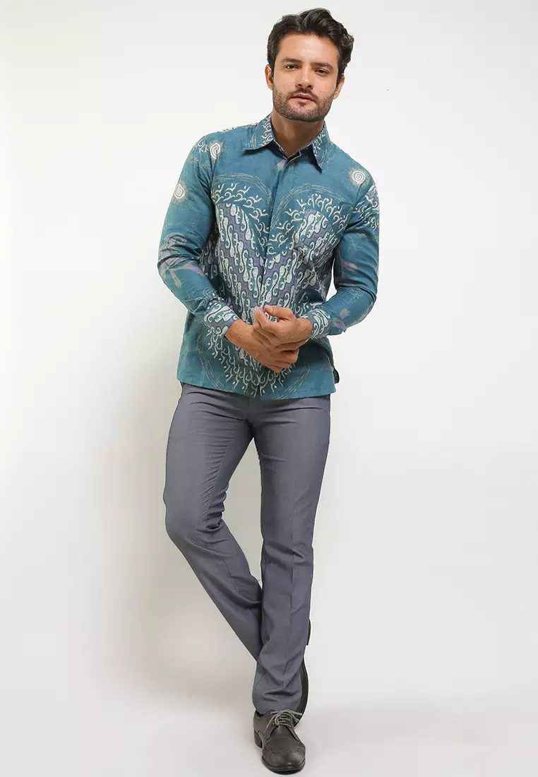 Athela Kemeja Batik Premium Pria Casual Modern Lengan Panjang