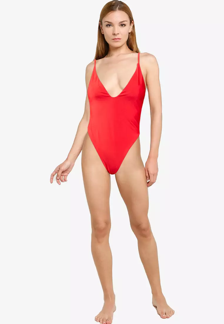 Tie Back Strappy One Piece Brazilian Swimsuit