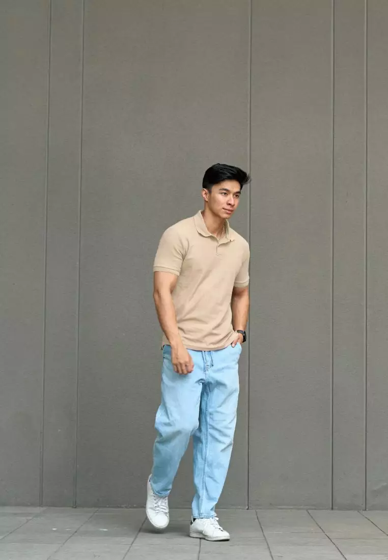 Kale Park Cream / Kaos Polo Pria Lengan Pendek Kerah / Polo Shirt Slim Fit