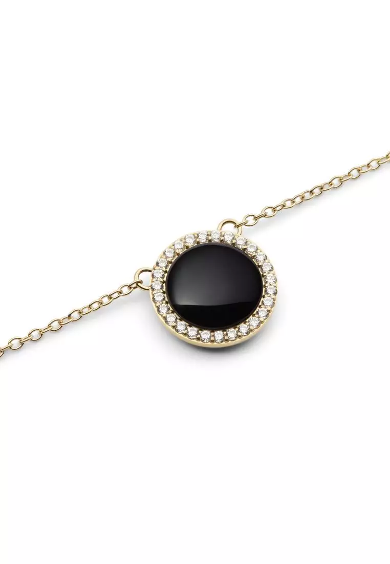 Audrey Necklace Black Agathe Gold - Unisex Necklace for women and men stainless steel Necklace DW Official Authentic Original kalung perempuan lelaki DW