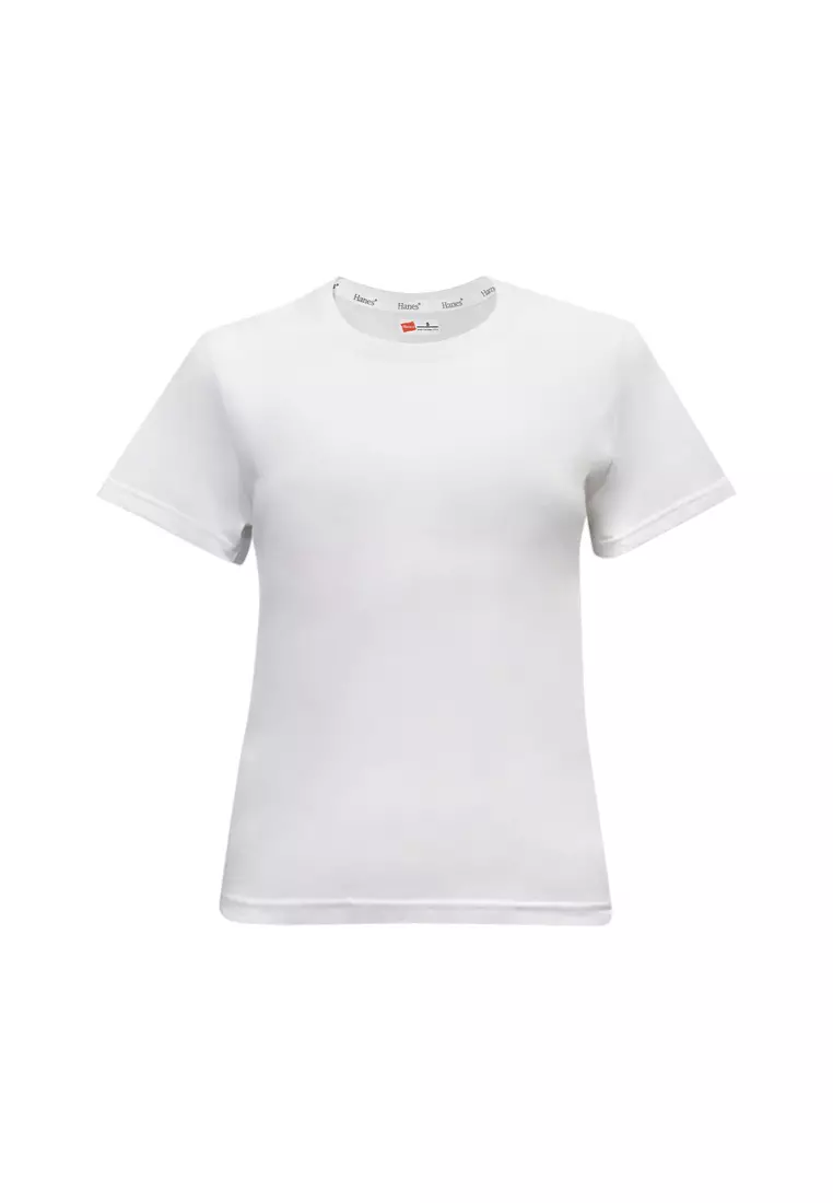 Ladies White Round Neck T-Shirt