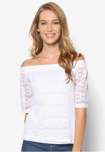 White Lace Bardot Tzalora 衣服尺寸op, 服飾, 上衣