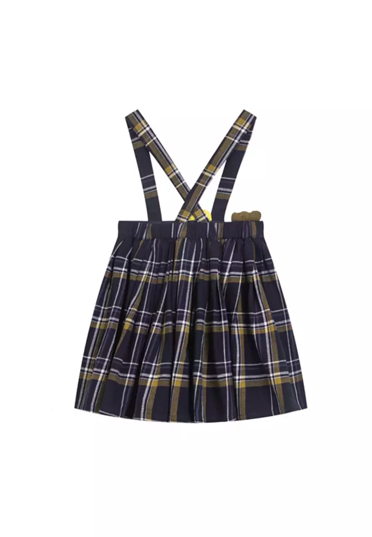 Checkered Cross Back Suspender Skirt