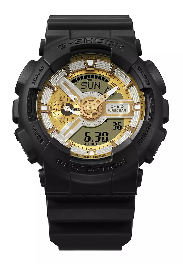 Jam Tangan Analog Digital Pria Casio G-Shock GA-110CD-1A9 - Gold Dial - Black Resin Strap
