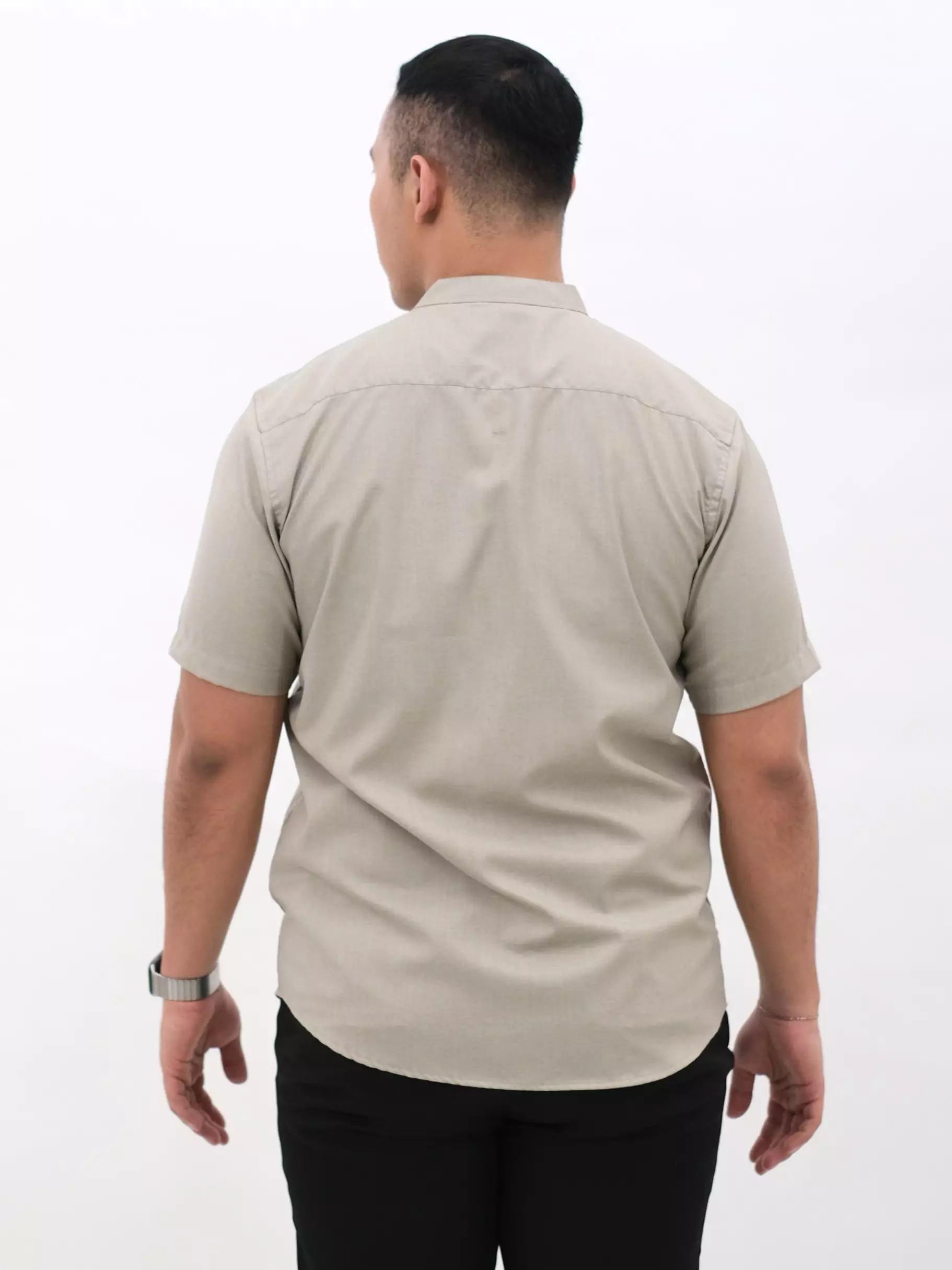 Kemeja Koko Lengan Pendek Abu Muda Motif 50424