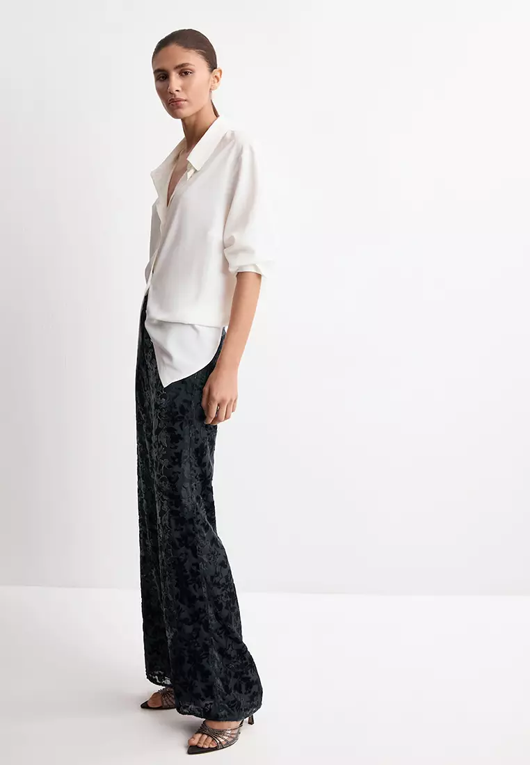 Straight Devoré Trousers
