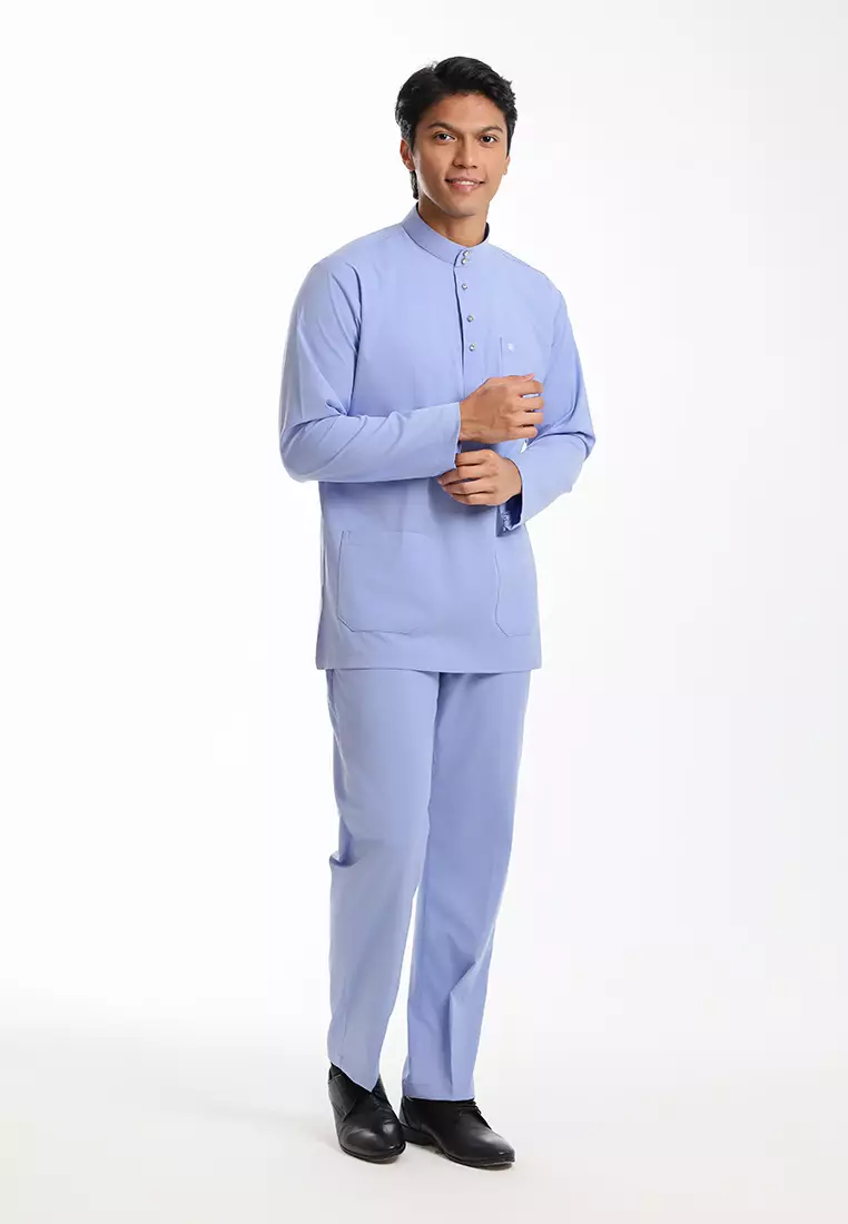 Forest x Hatta Dolmat Baju Melayu Cekak Musang Dewasa - BM24104-31Blue