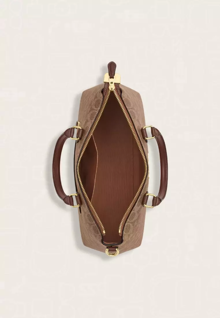 Coach Georgia Satchel Bag In Signature Canvas Tan Brown