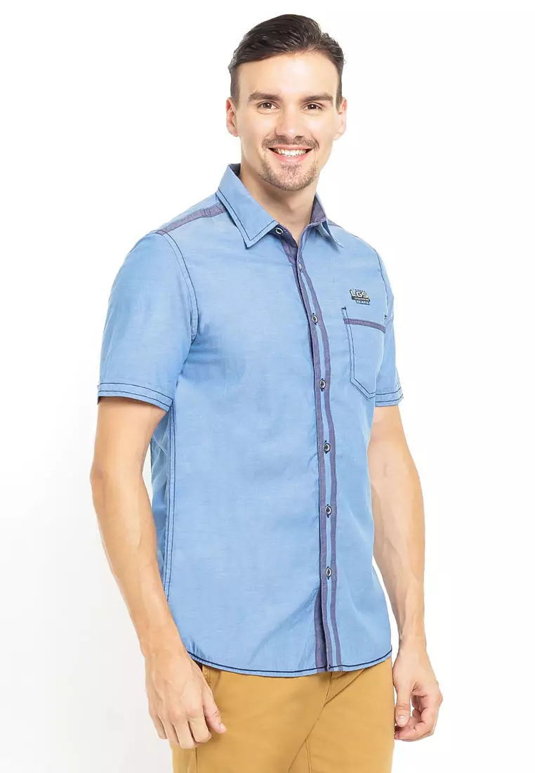 LGS - Kemeja Casual - Garis Abu - Biru - Slim Fit - JSH.390.S676F.495.C