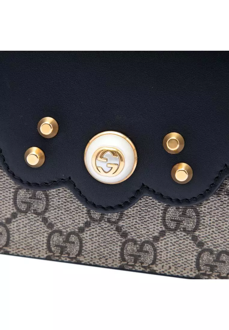 Pre-Loved Gucci Gg Supreme Peony Pearly Wallet On Chain