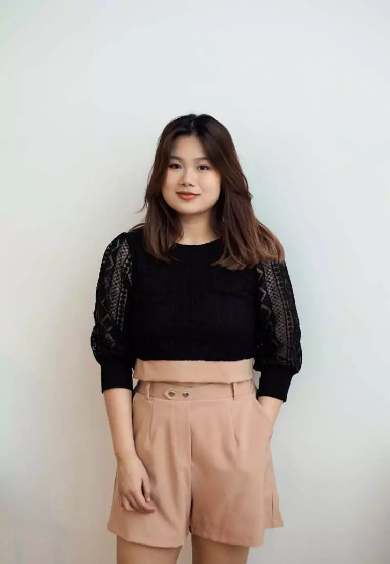 COTTON BLEND JUMPSUIT WITH LACE DETAILS