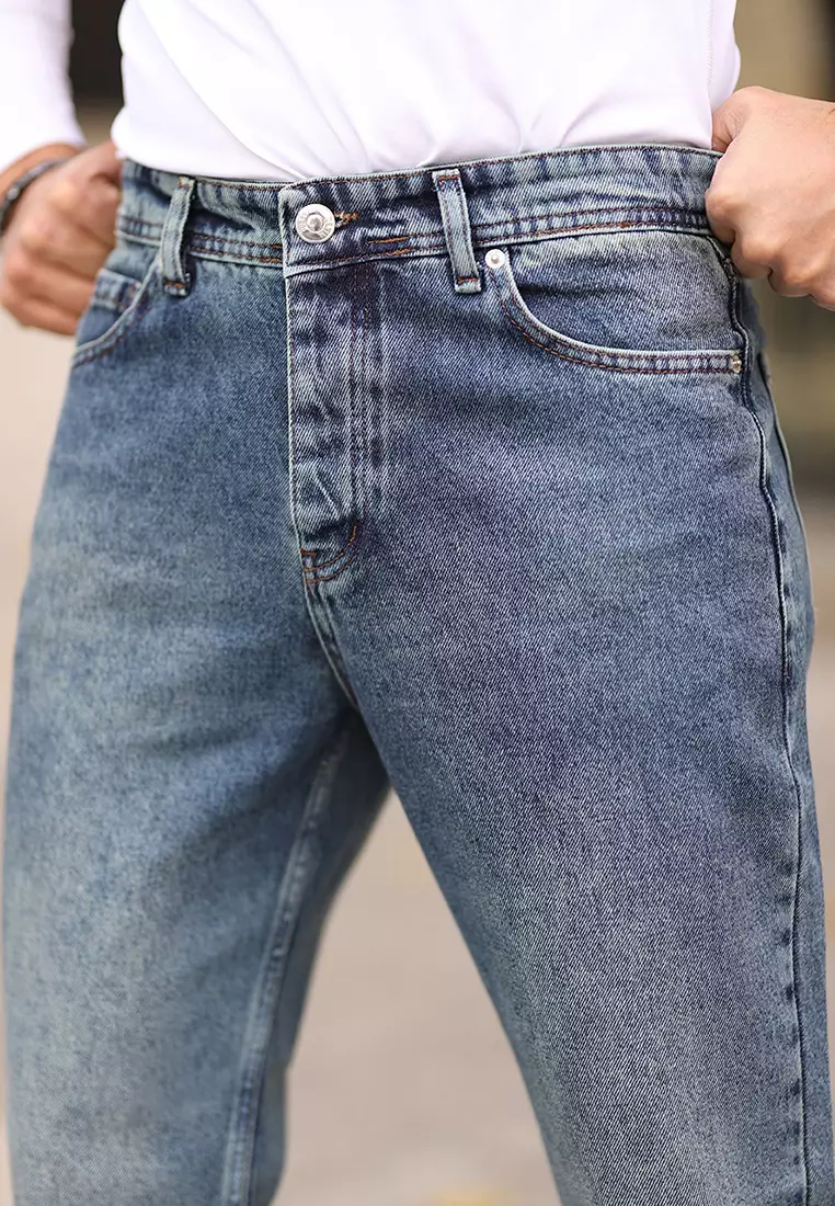 Medium Blue 100% Cotton Boyfriend Jeans TMNAW25JE00020
