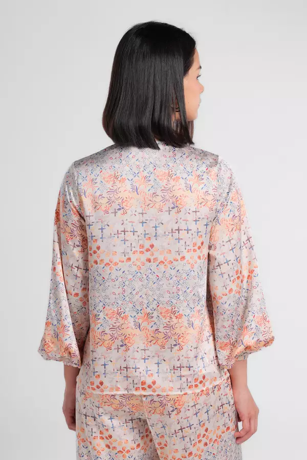 MINIMAL - Nasya - Blus Motif Etnik - Beige