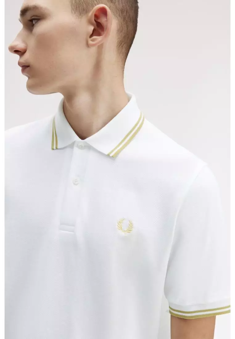 Fred Perry M12 Twin Tipped Fred Perry Shirt (White/Champagne)