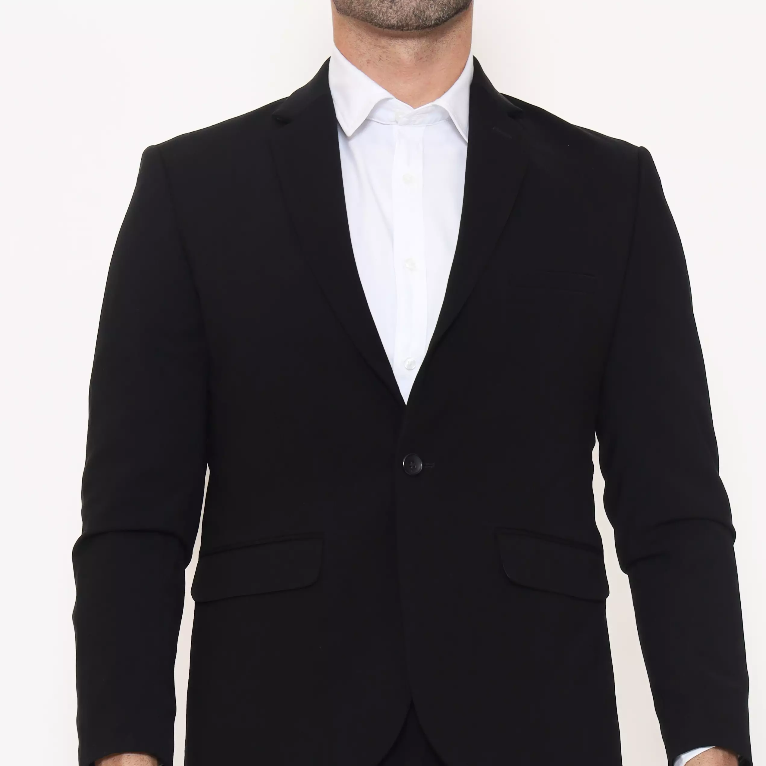 Lawell Jas Warna Jet Black Regular Fit Kancing Satu – Motif Garis Halus – Keegan