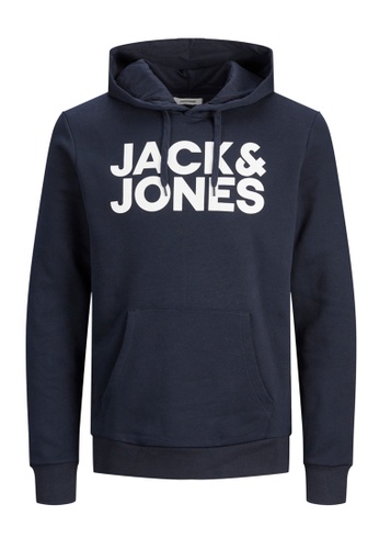 Jack & Jones navy Corp Logo Sweat Hoodie 1746CKAAA5C7BDGS_1