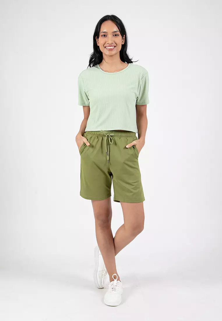 Forest Ladies Ribbed Crop Top Women Crop T-Shirt | 822343-42LtGreen