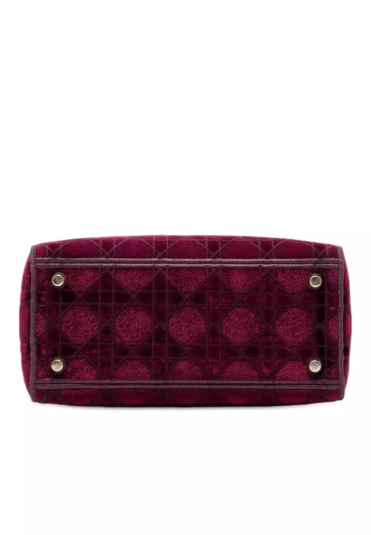 Pre-Loved Dior Medium Embroidered Velvet Cannage Lady D Lite