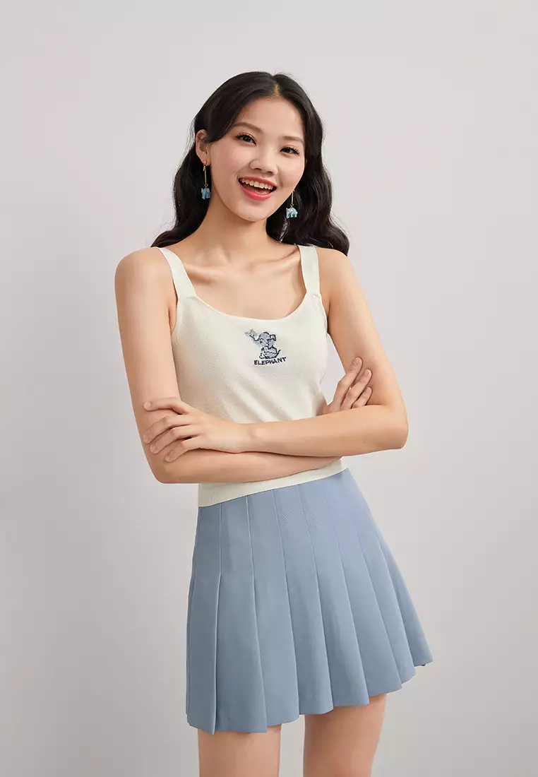 High Waist A-Line Pleated Mini Skirt