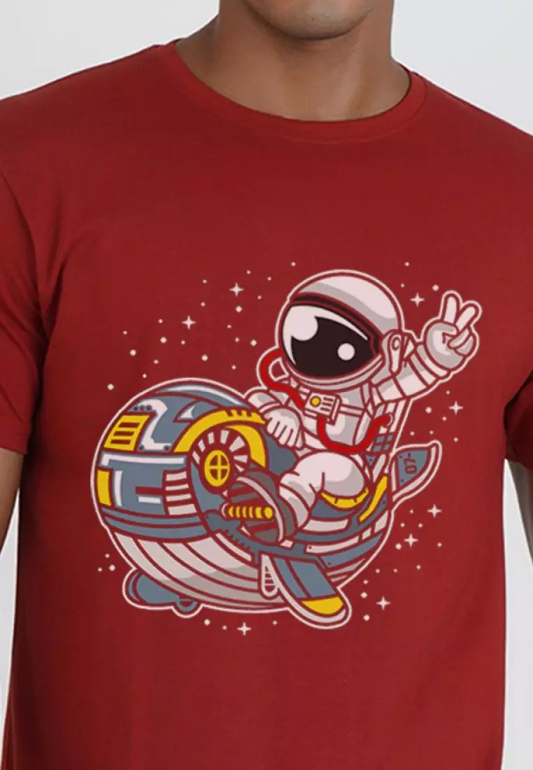 Astronaut Ocra Maroon Cotton Short Sleeve Essential T-Shirt