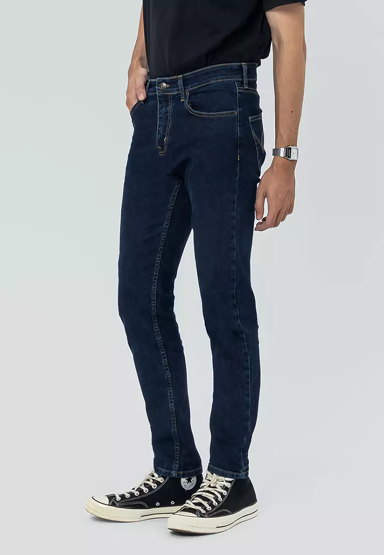 812 SLIM TAPER SLUB STRETCHED JEANS DARK BLUE - Celana Panjang Denim Pria