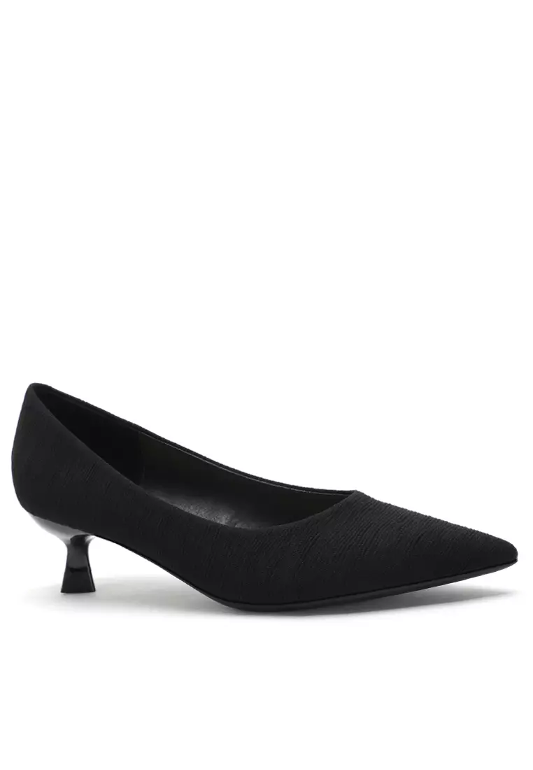 Black satin pumps 2 inch heel discount