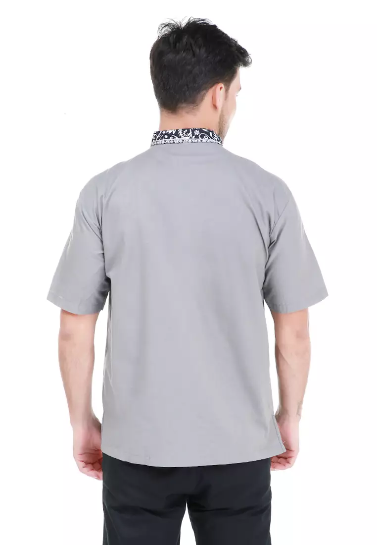 Dwan Kemeja Batik Pria Jasmine Atasan Formal Shortsleeve Shirt Material Cotton ORIGINAL - Black