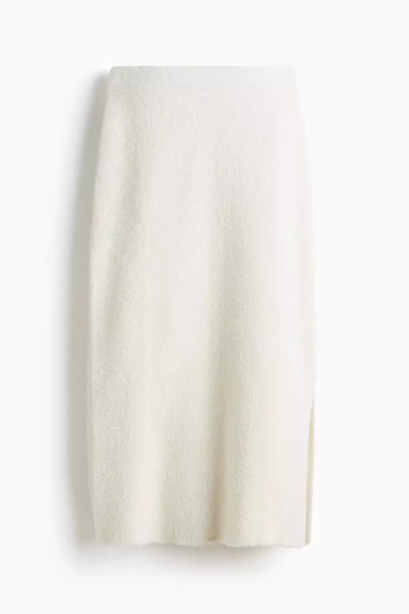 Fuzzy-knit skirt