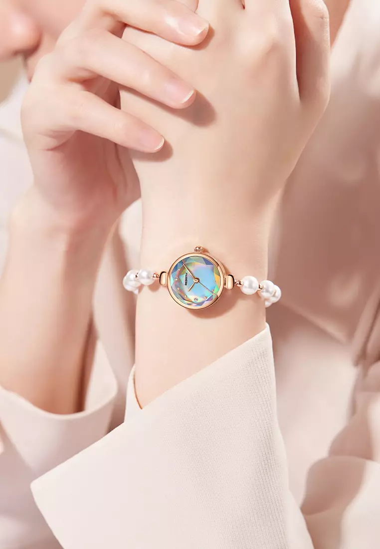 Jam Tangan Wanita Anti Air Original Elegan Korea Mutiara Tali Gelang Jam Tangan Cewek colorwhite