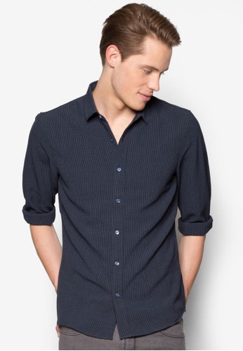Seersucker Checked Long Sleeve Shirt, 服esprit 品牌飾, 格紋襯衫