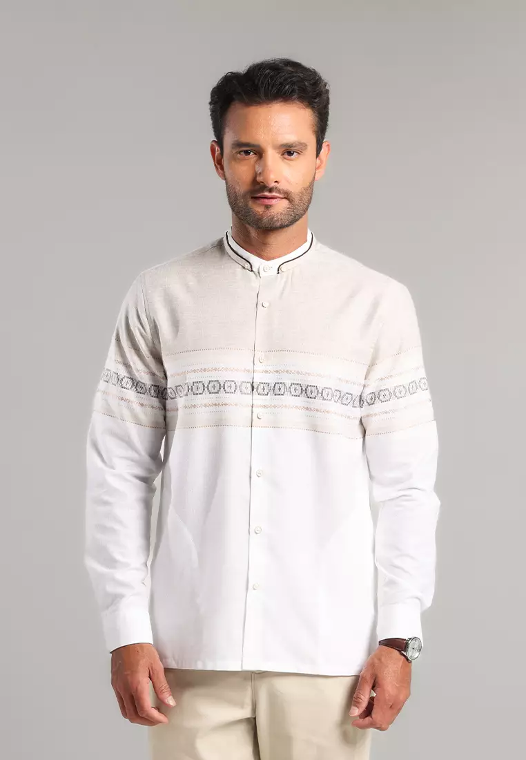 MOC Kemeja Koko Lengan Panjang Pria Haydan - Khaki