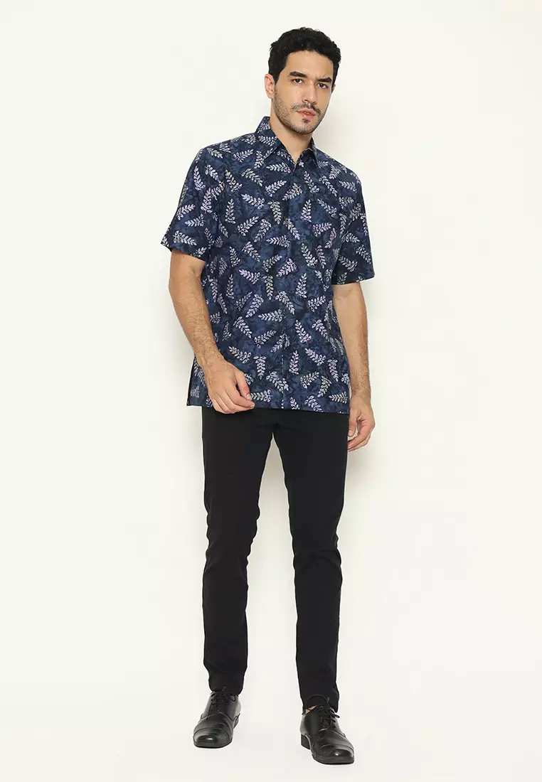 Signature Hadinata Batik Pria Kemeja Pendek Cap Furing Vasant