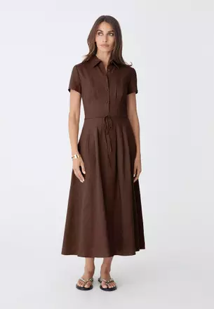 brown work dress Brown Designer Layered Dress with Sequin and Embroidery Work S