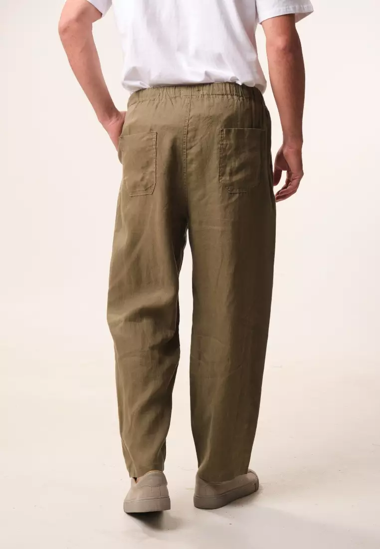 EAST INDIA COMPANY - LINEN LONG PANTS - Coffee