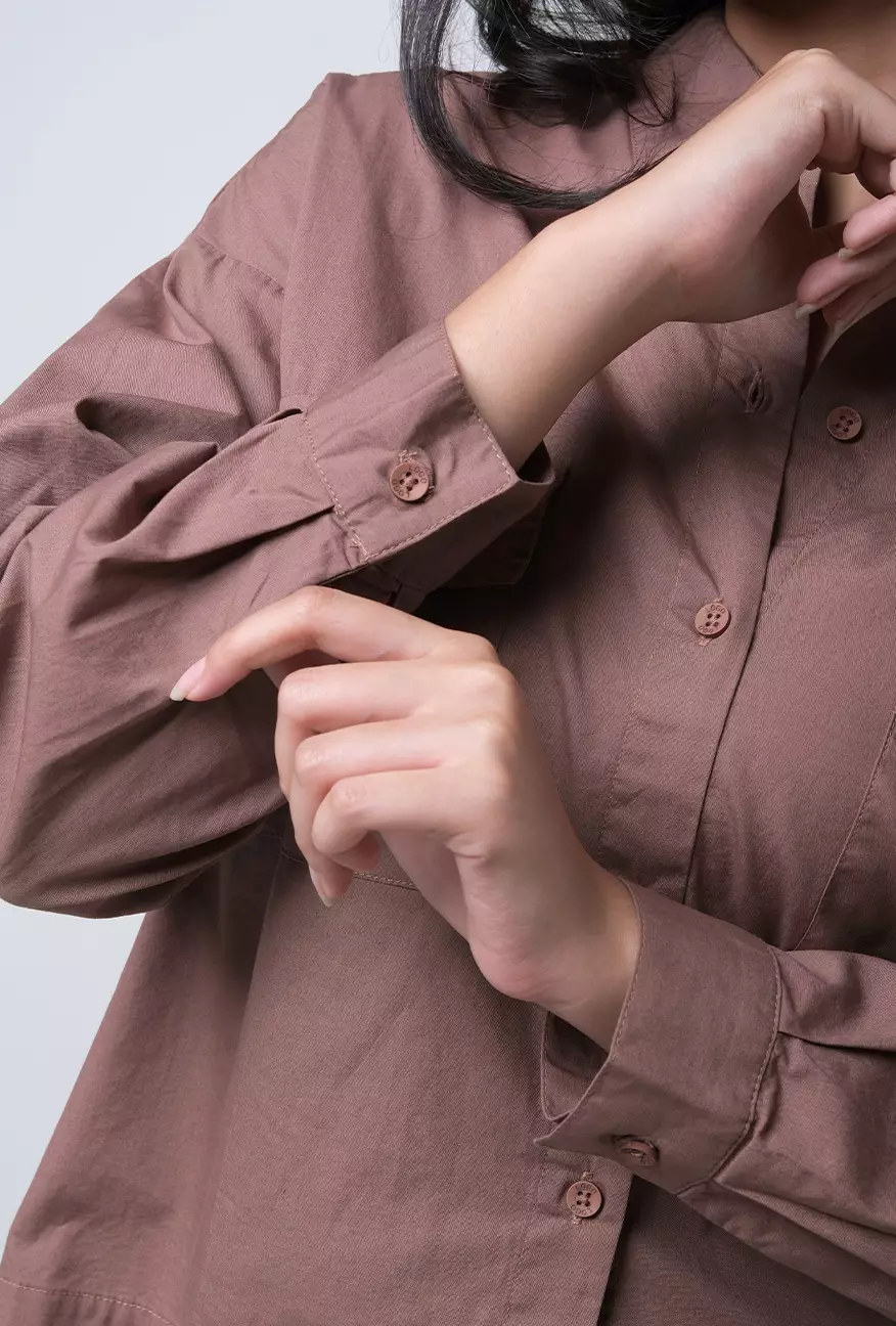 Kemeja Wanita Qirey Brown