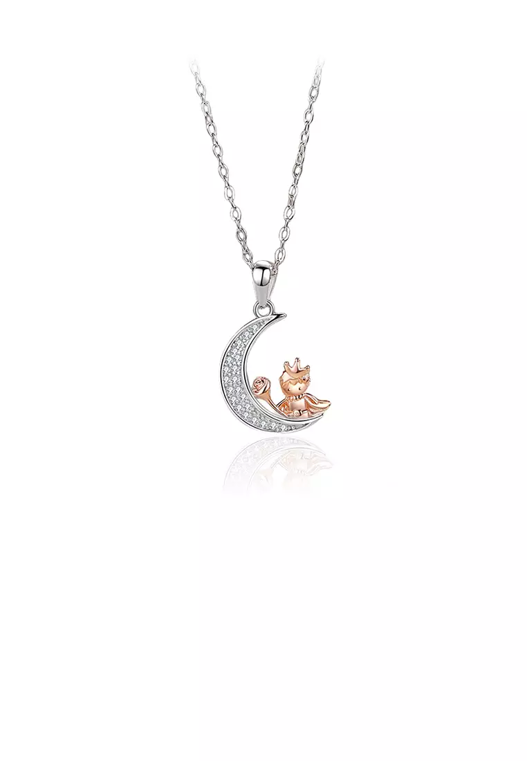 Glamorousky 925 Sterling Silver Fashion Temperament Rose Gold Prince Moon  Pendant with Cubic Zirconia and Necklace 2023 | Buy Glamorousky Online |  ZALORA Hong Kong