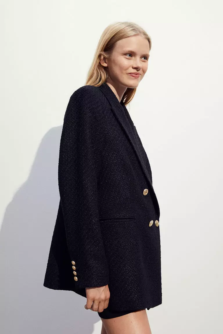 H&m Buttoned Textured Weave Blazer Jual H&M Textured-weave