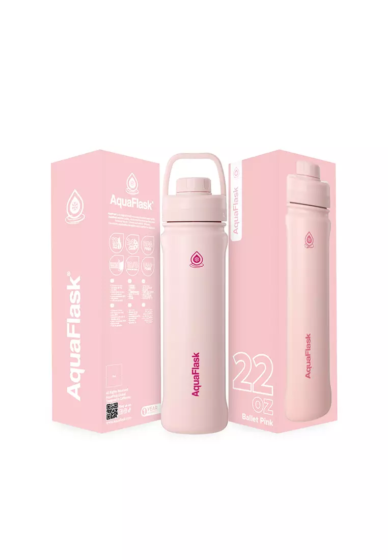 22oz Ballet Pink New Sports Lid Bottle Wide Mouth Vacuum Insulated Stainless Steel Drinking Water Bottle