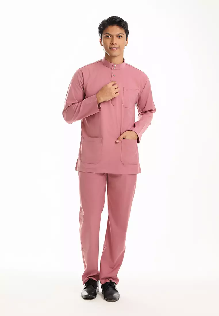 Forest x Hatta Dolmat Baju Melayu Cekak Musang Dewasa - BM24104-59LotusPink