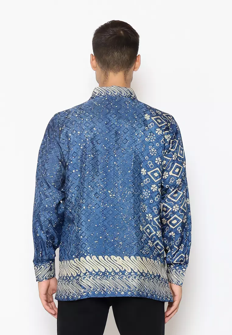 Rinjanie Batik - Kemeja Pria Batik - Viscose Premium - Blue Chmpgne