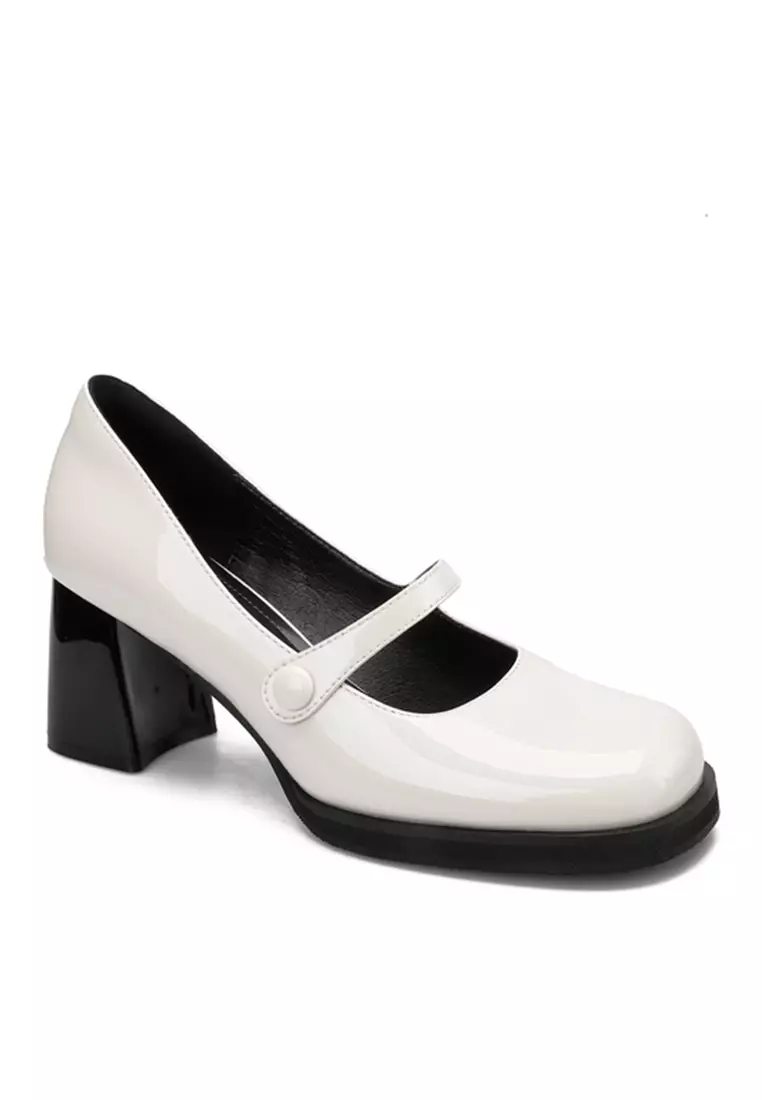 7CM Square Toe Patent Leather Mary Jane Shoes TE2156-1