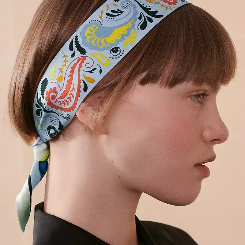 Twilly Soie Bandana JM/Bleu Ciel/Jaune