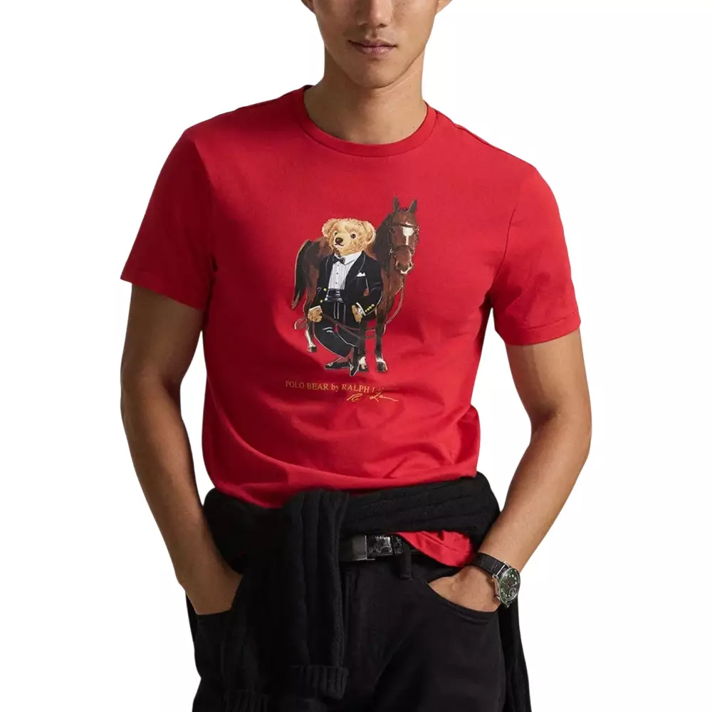Polo Bear Horse Cotton T-Shirt Red