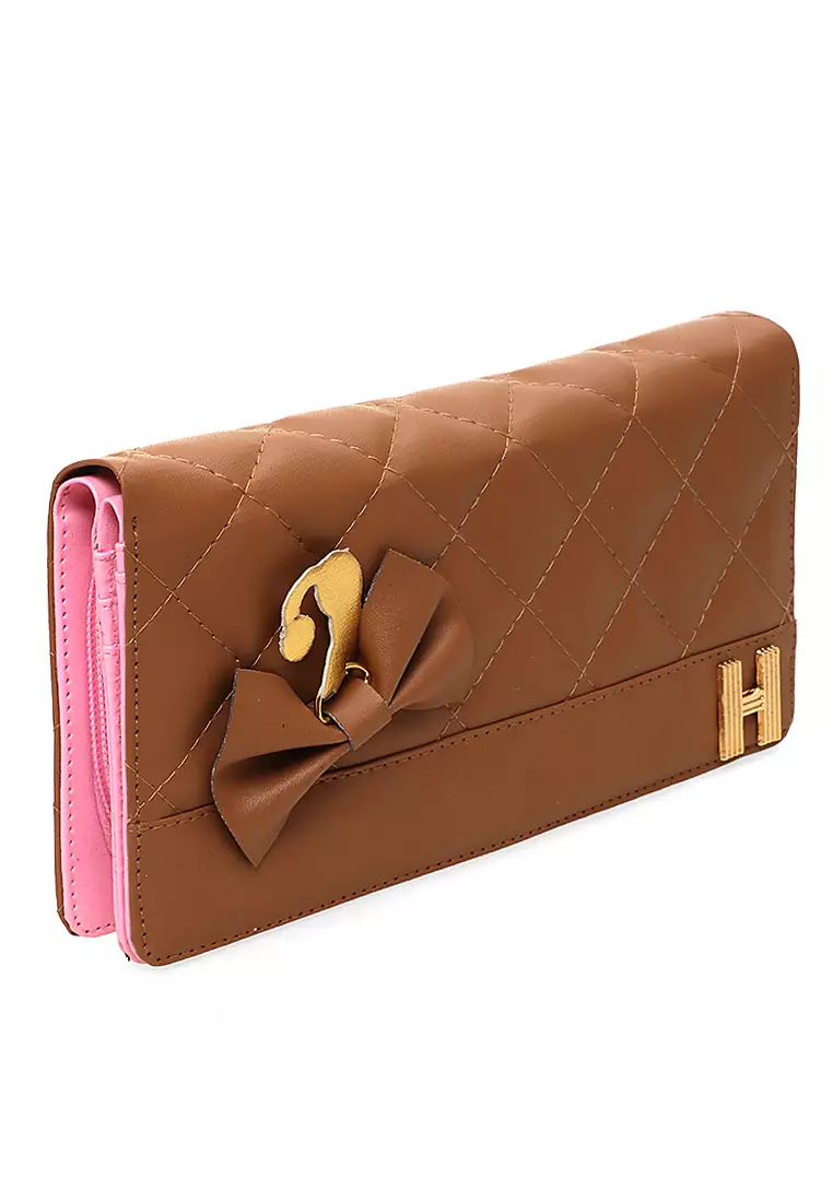 Dive Dompet Panjang Wanita Cat Ribbon Wallet Casual Many Slot Material Kulit Leather ORIGINAL - Brown