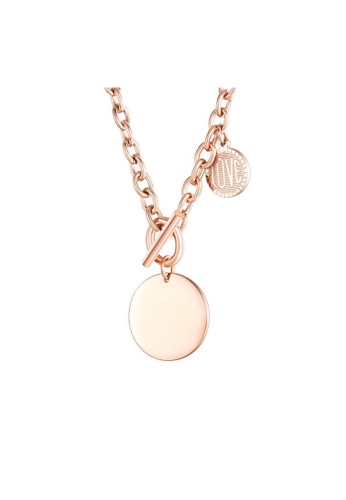 Air Jewellery gold Luxurious Circle & Love Necklace In Rose Gold 6E986AC55AB595GS_1