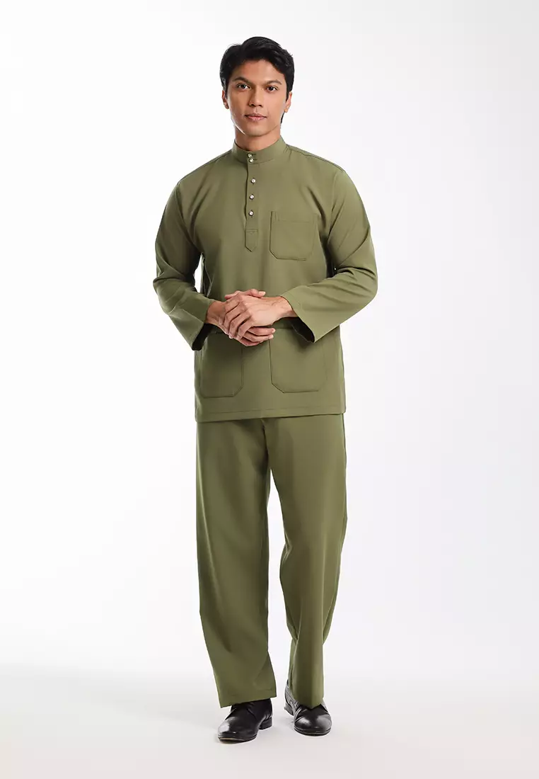 Alain Delon Baju Melayu Cekak Musang Dewasa - 19026001-45LeafGreen